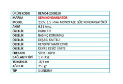 230V 1,5 KVAR KONDANSATÖR - 2