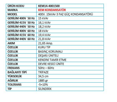 400V 15 KVAR KONDANSATÖR - 2